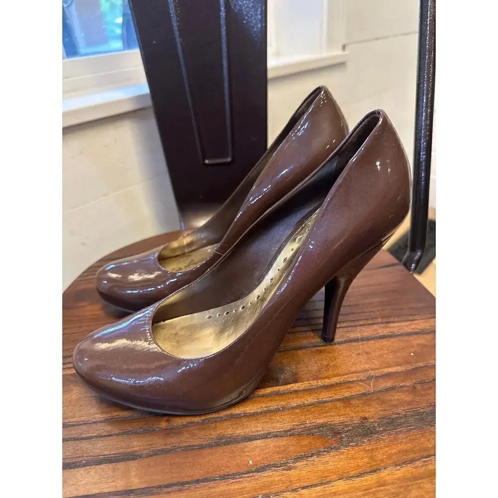 BCBG Girls Patent Leather Heels, Womens 7 1/2, Brown Patent Leather